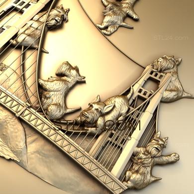 Панно художественные (Собаки на лондонском мосту, PH_0191) 3D модель для ЧПУ станка